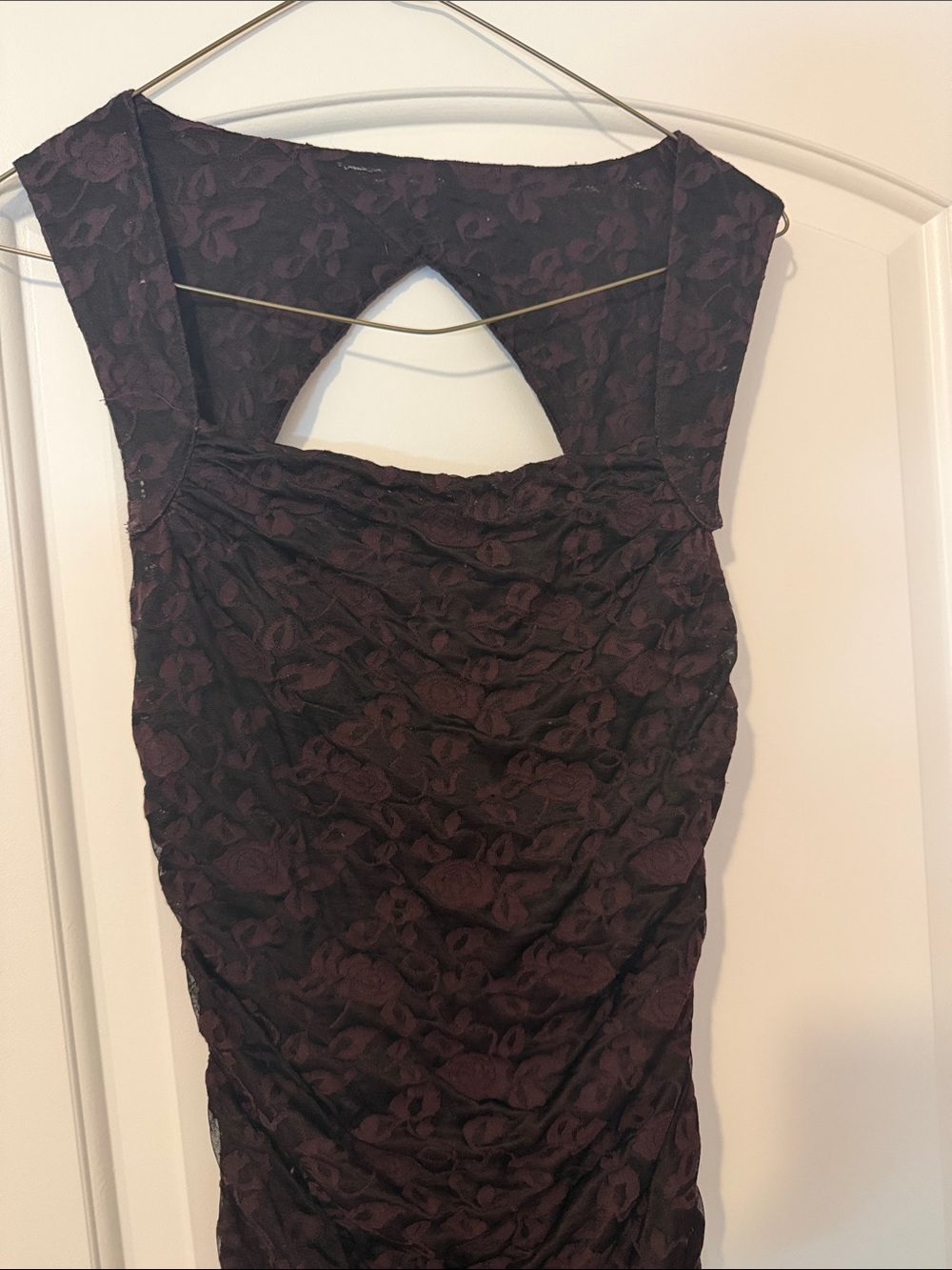 Free People Sleeveless Lace Overlay Cocktail Dress in Deep Plum